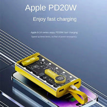 20,000 mAh Power Bank.(66W Transparent high capacity PD20W) Super Fast Charging.