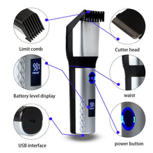 LCD Display Professional Rechargeable Hair Clippers for Men.