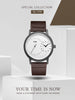 Tomi Dual Time Men Luxury Leather Strap Watch